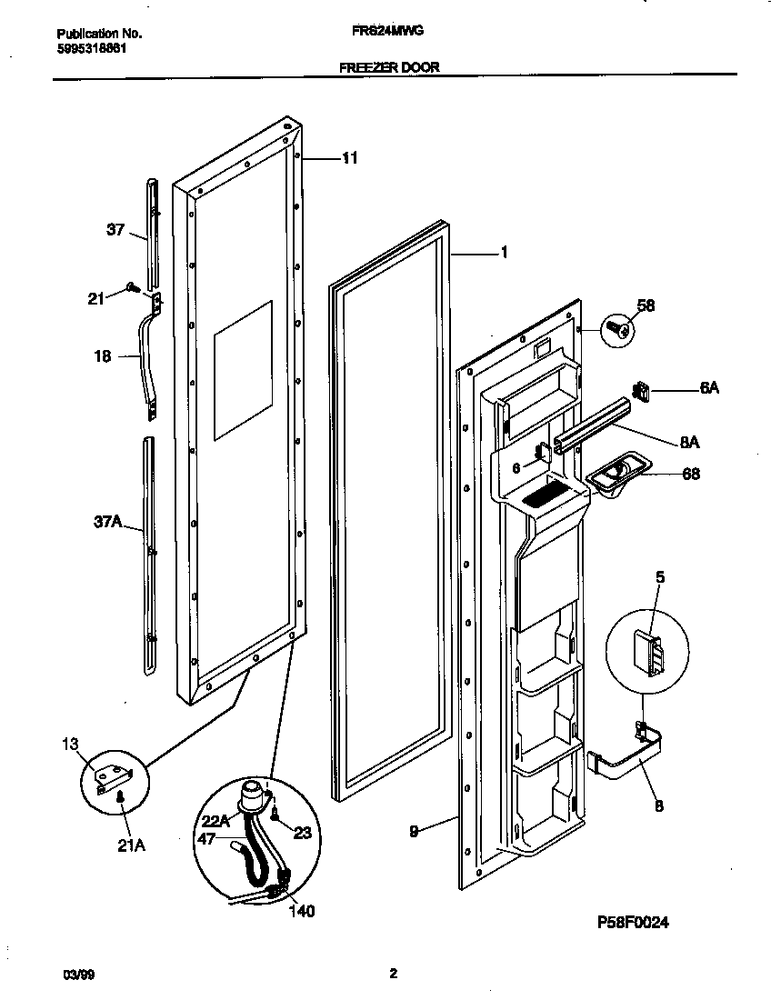 Frigidaire FRS24MWGD2 freezer door diagram