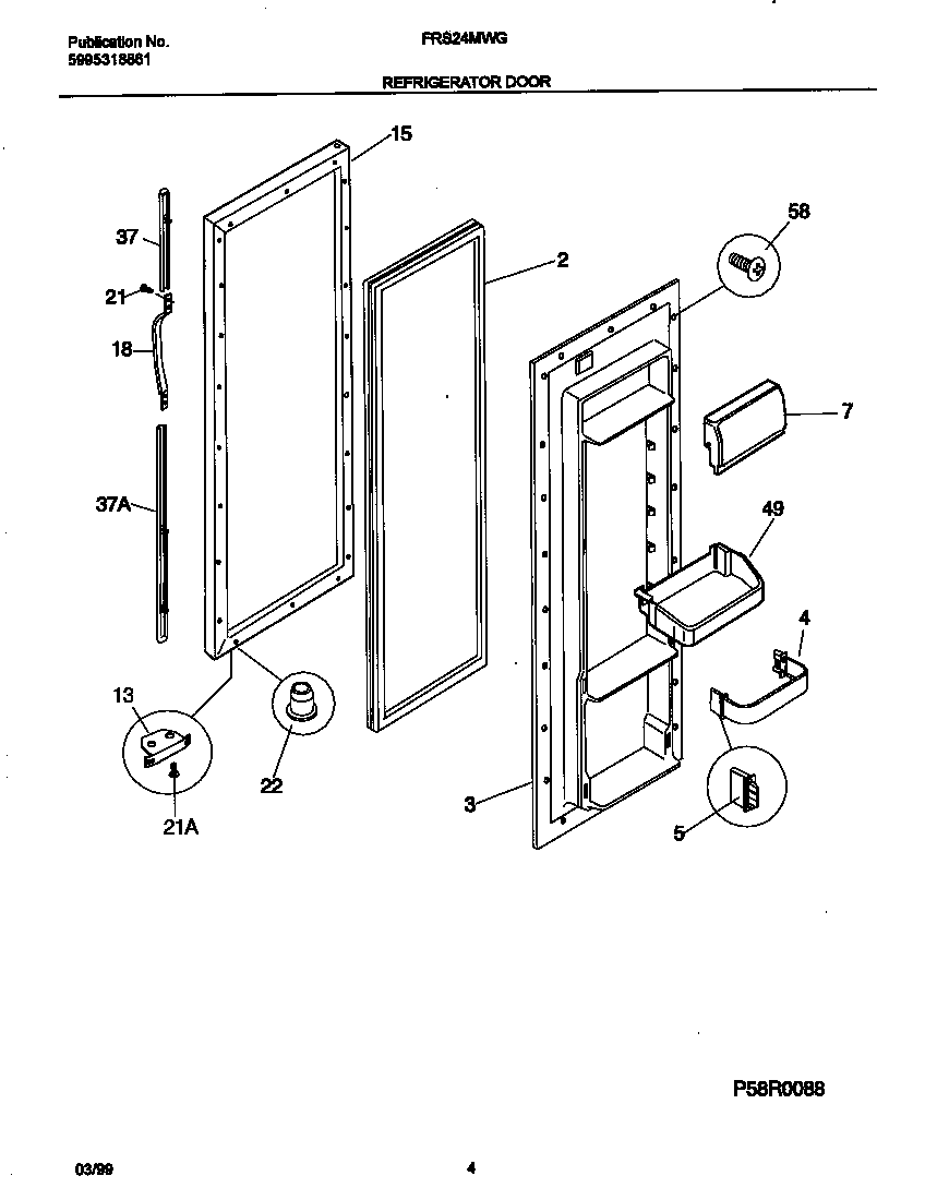 Frigidaire FRS24MWGD2 refr door diagram