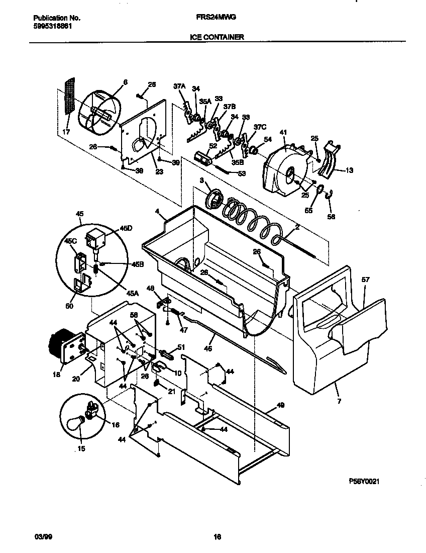 Frigidaire FRS24MWGD2 ice container diagram