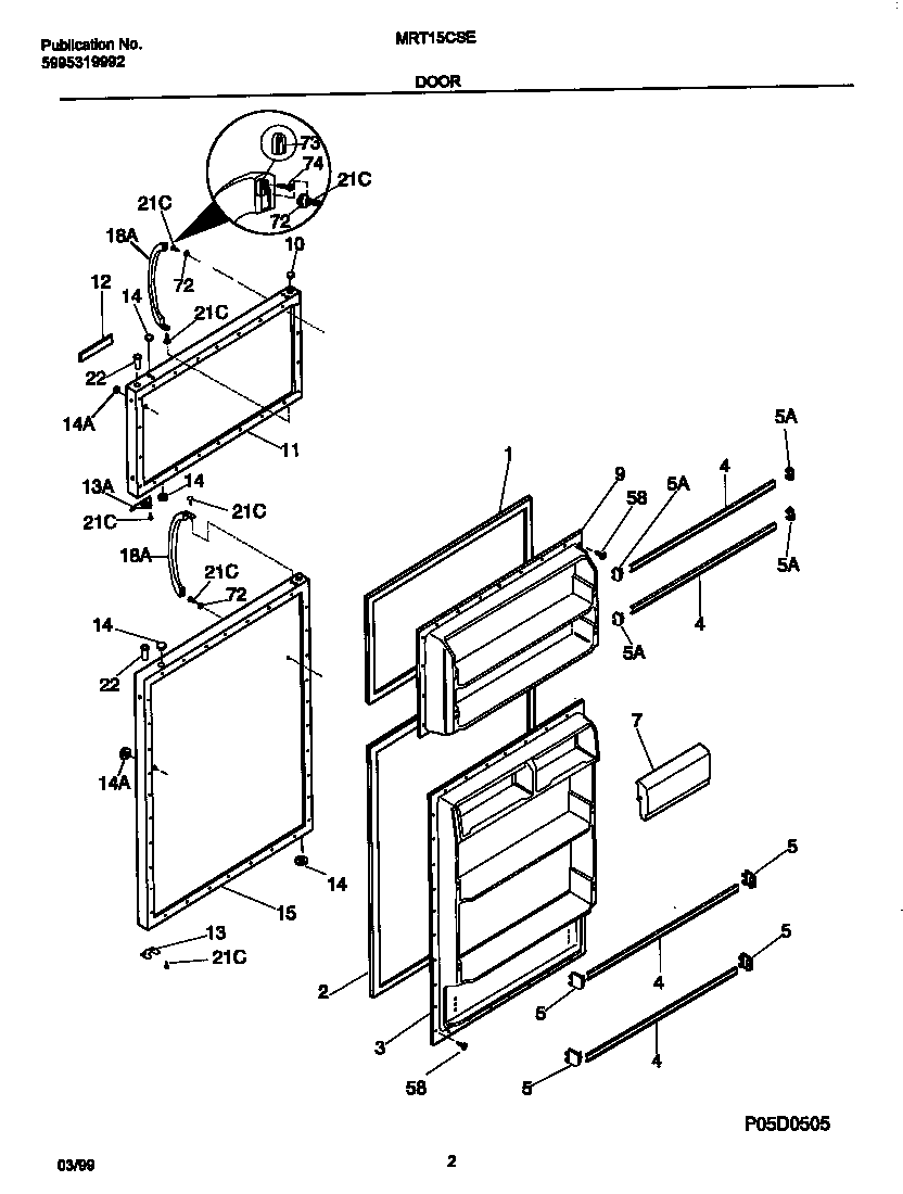 Universal/Multiflex (Frigidaire) MRT15CSEZA doors diagram