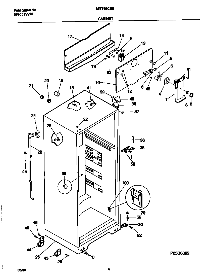 Universal/Multiflex (Frigidaire) MRT15CSEZA cabinet diagram