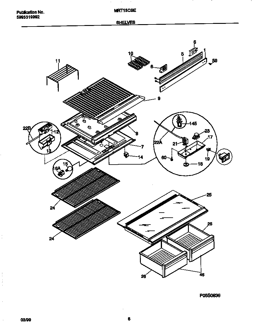 Universal/Multiflex (Frigidaire) MRT15CSEZA shelves diagram