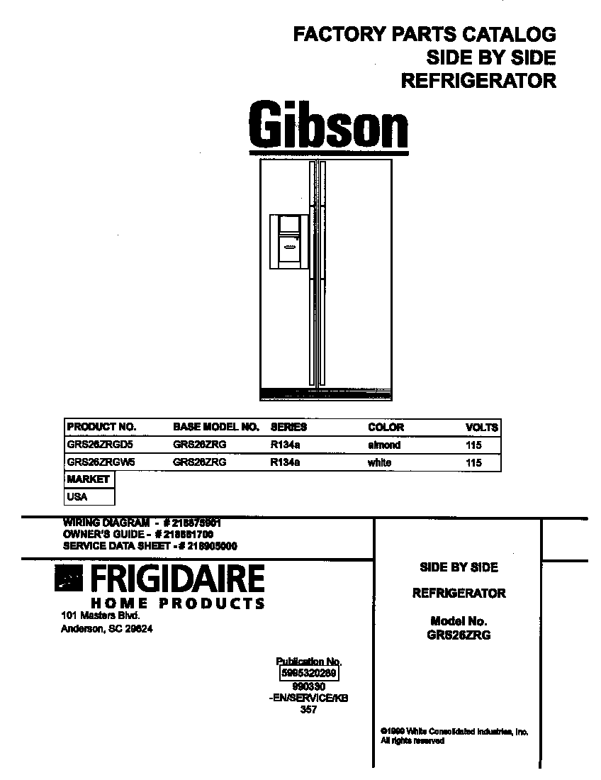Gibson GRS26ZRGW5 cover diagram