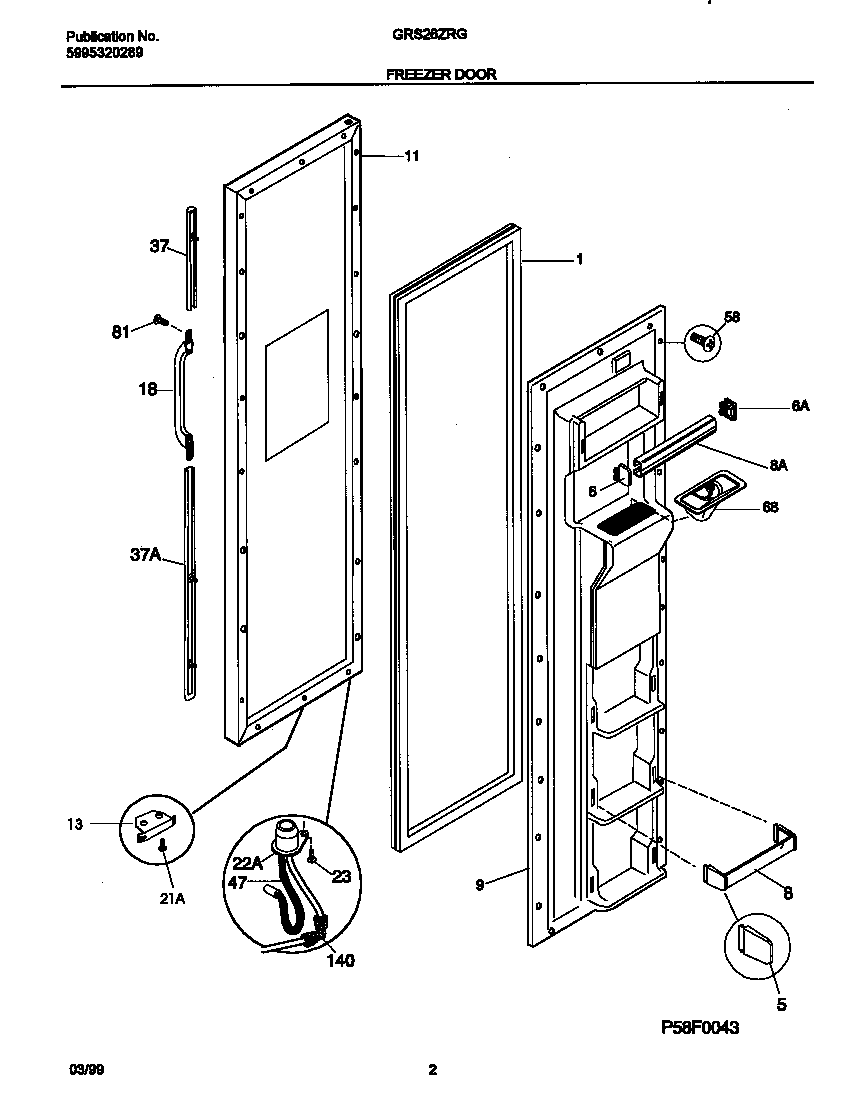 Gibson GRS26ZRGW5 frzr door diagram