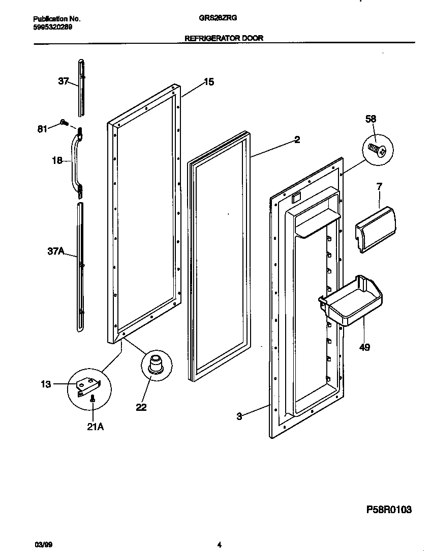 Gibson GRS26ZRGW5 refr door diagram