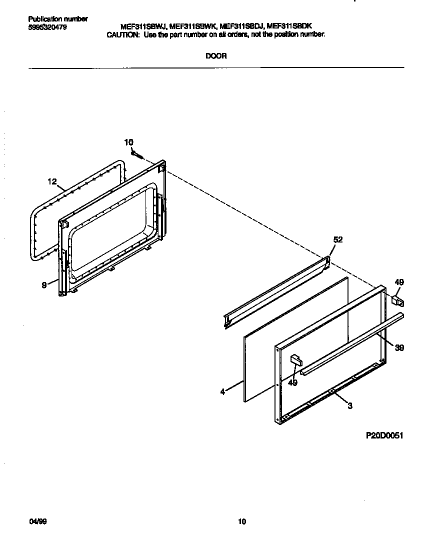 Universal/Multiflex (Frigidaire) MEF311SBDK door diagram