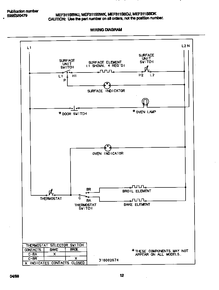 Universal/Multiflex (Frigidaire) MEF311SBDK wiring diagram diagram