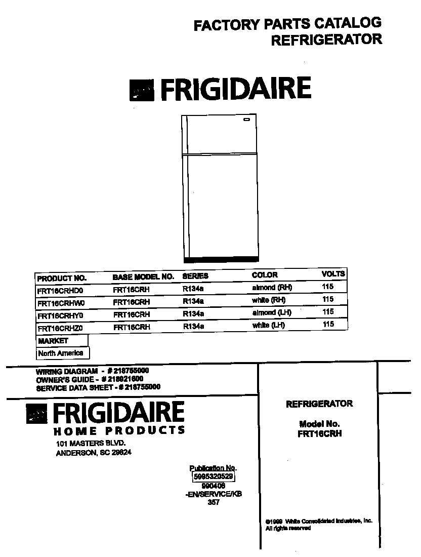 Frigidaire FRT16CRHY0 cover diagram