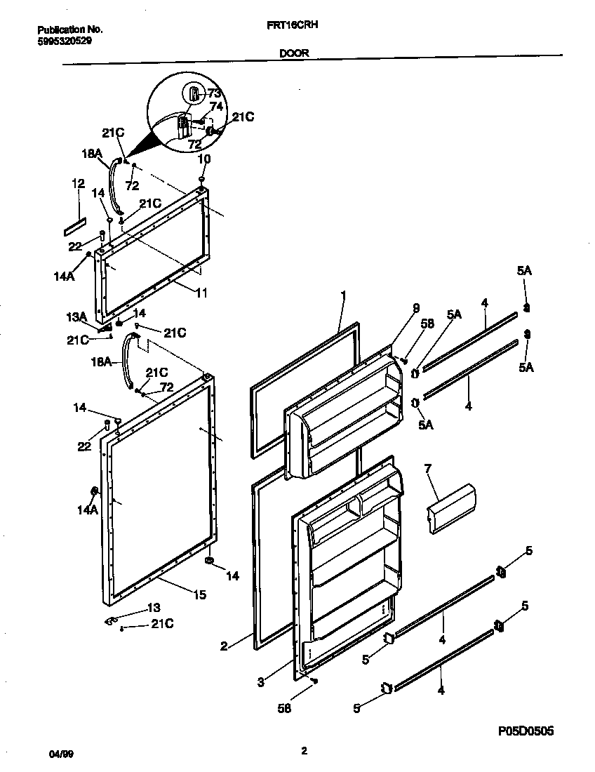 Frigidaire FRT16CRHY0 doors diagram