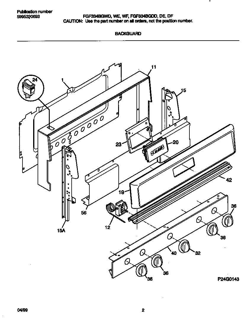 Frigidaire FGF334BGWD backguard diagram