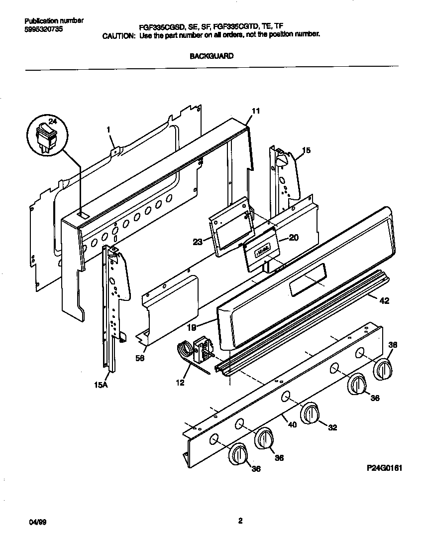 Frigidaire FGF335CGSE backguard diagram