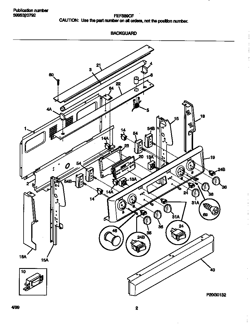 Frigidaire FEF389CFBH backguard diagram