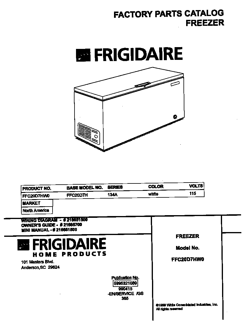 Frigidaire FFC20D7HW0 cover diagram