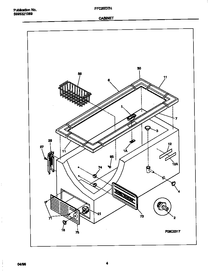 Frigidaire FFC20D7HW0 cabinet diagram
