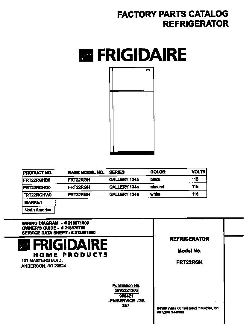 Frigidaire FRT22RGHB0 cover diagram