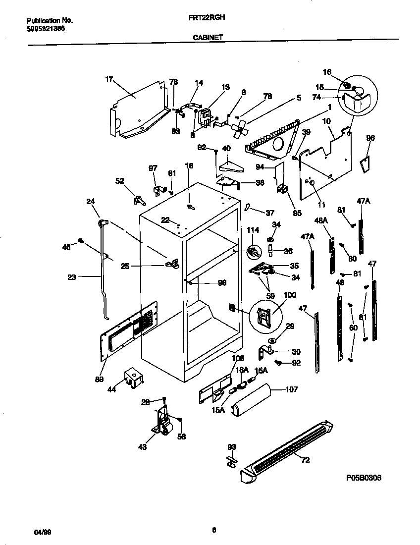Frigidaire FRT22RGHB0 cabinet diagram