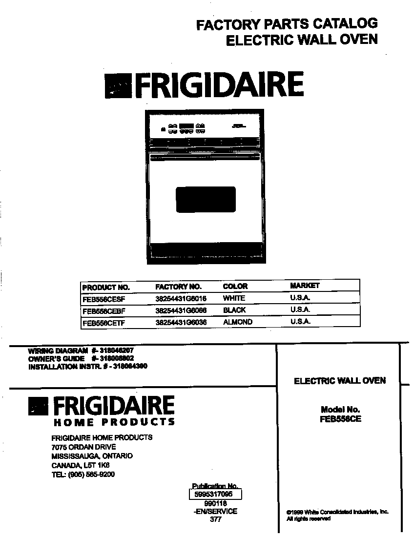 Frigidaire FEB556CESF cover diagram