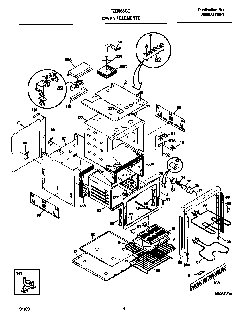 Frigidaire FEB556CESF body diagram