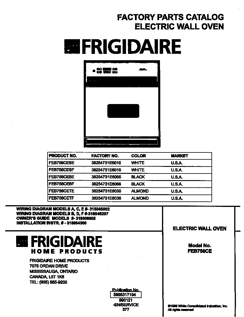 Frigidaire FEB756CEBF cover diagram