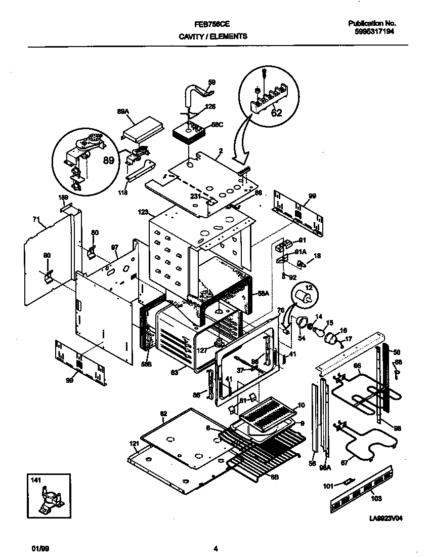 Frigidaire FEB756CEBF body diagram