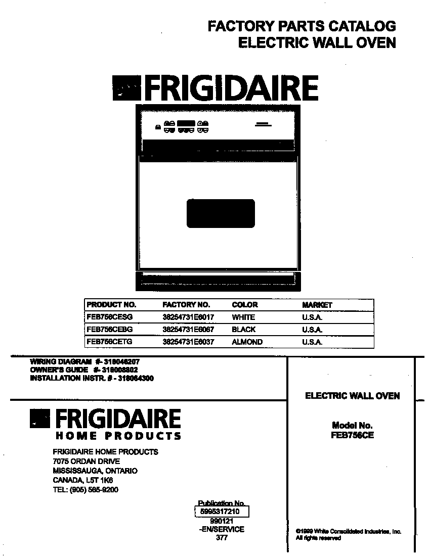 Frigidaire FEB756CESG cover diagram