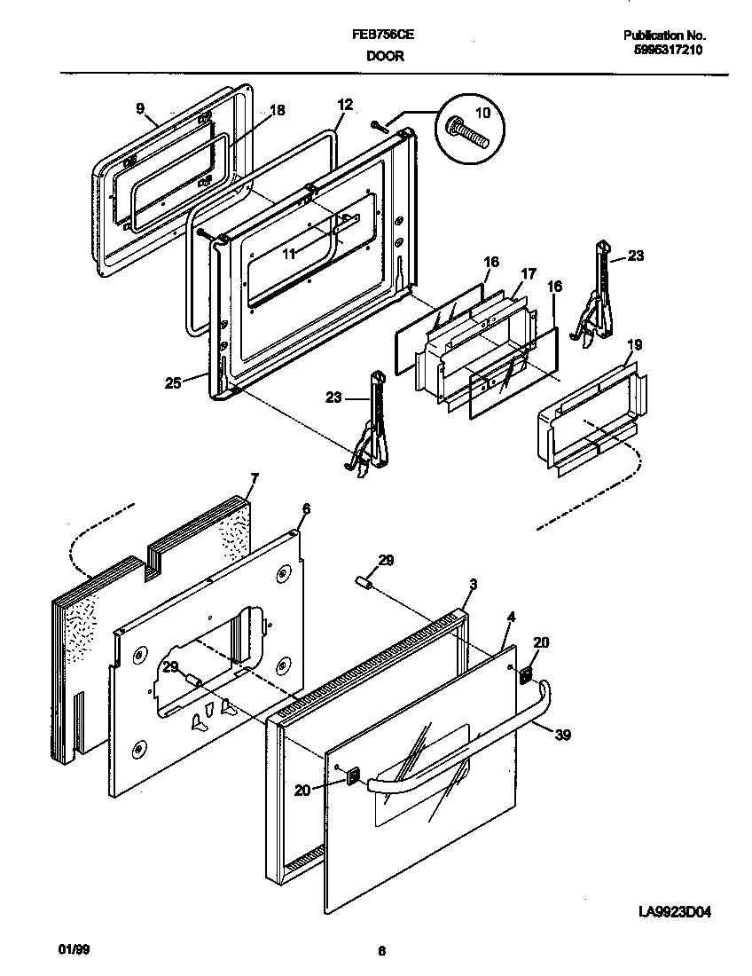 Frigidaire FEB756CESG door diagram