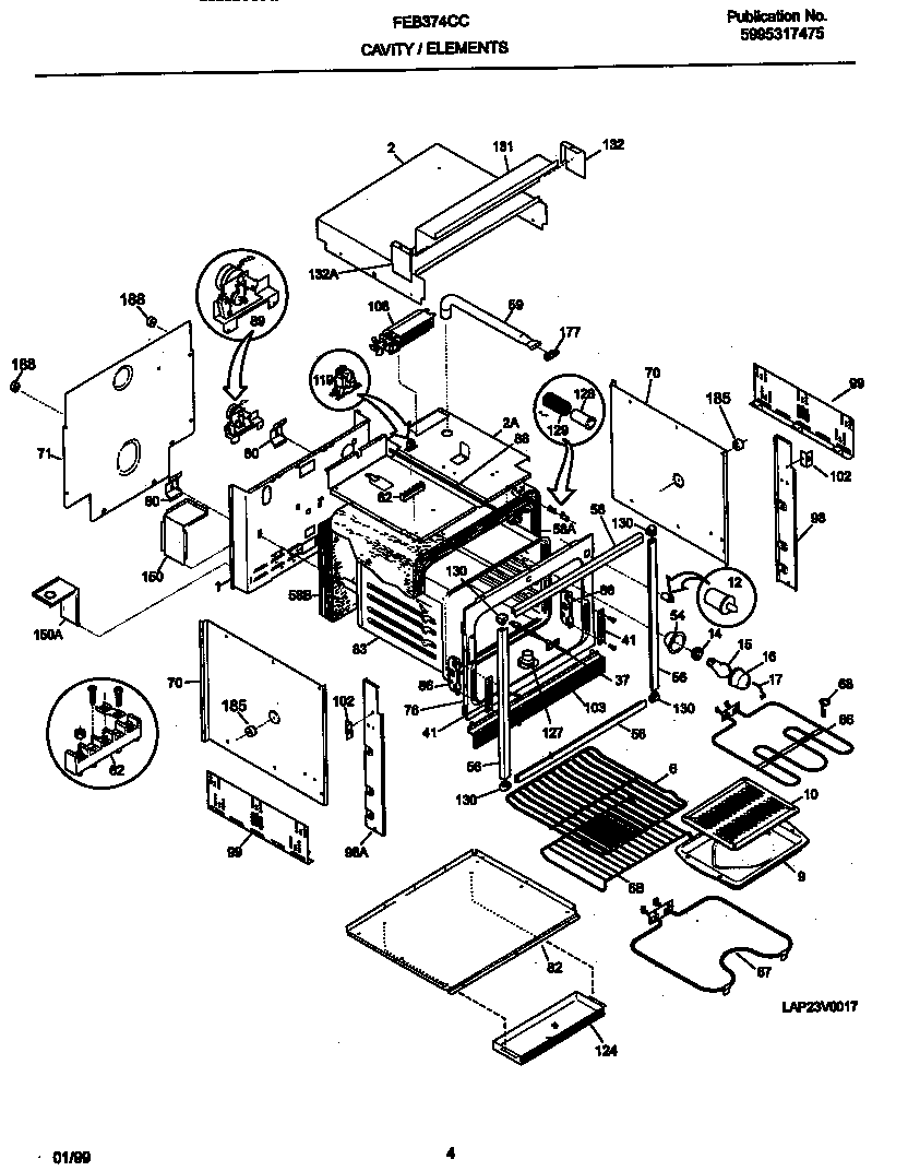 Frigidaire FEB374CCTG body diagram