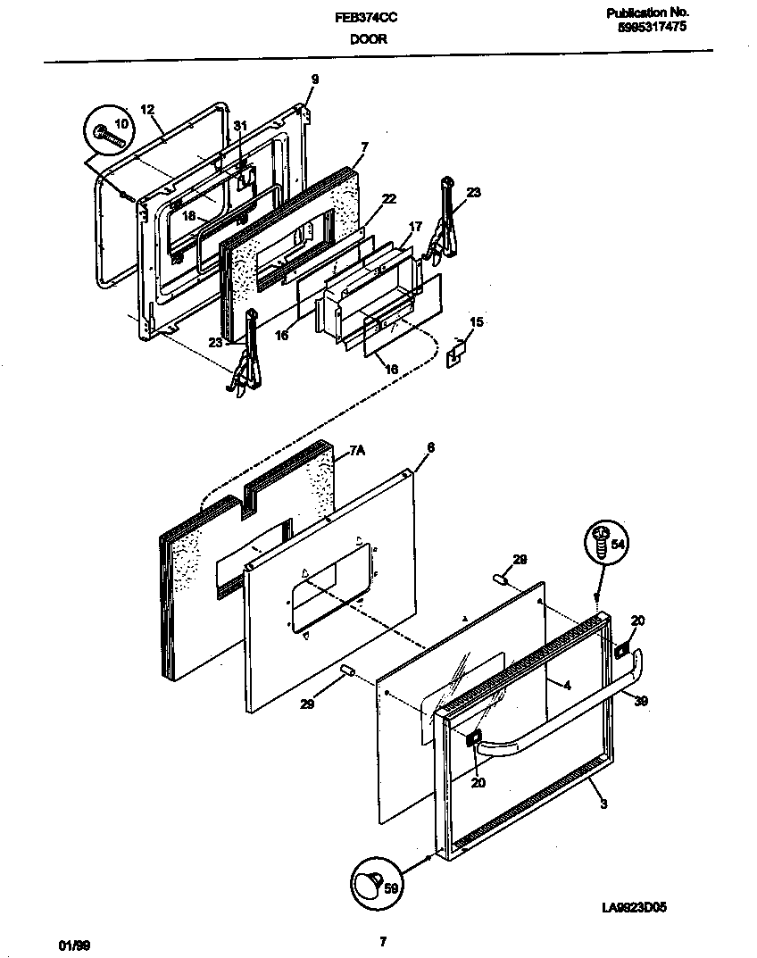 Frigidaire FEB374CCTG door diagram