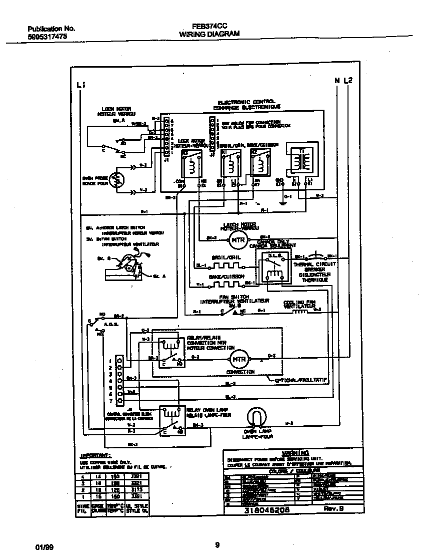 Frigidaire FEB374CCTG wiring diagram diagram