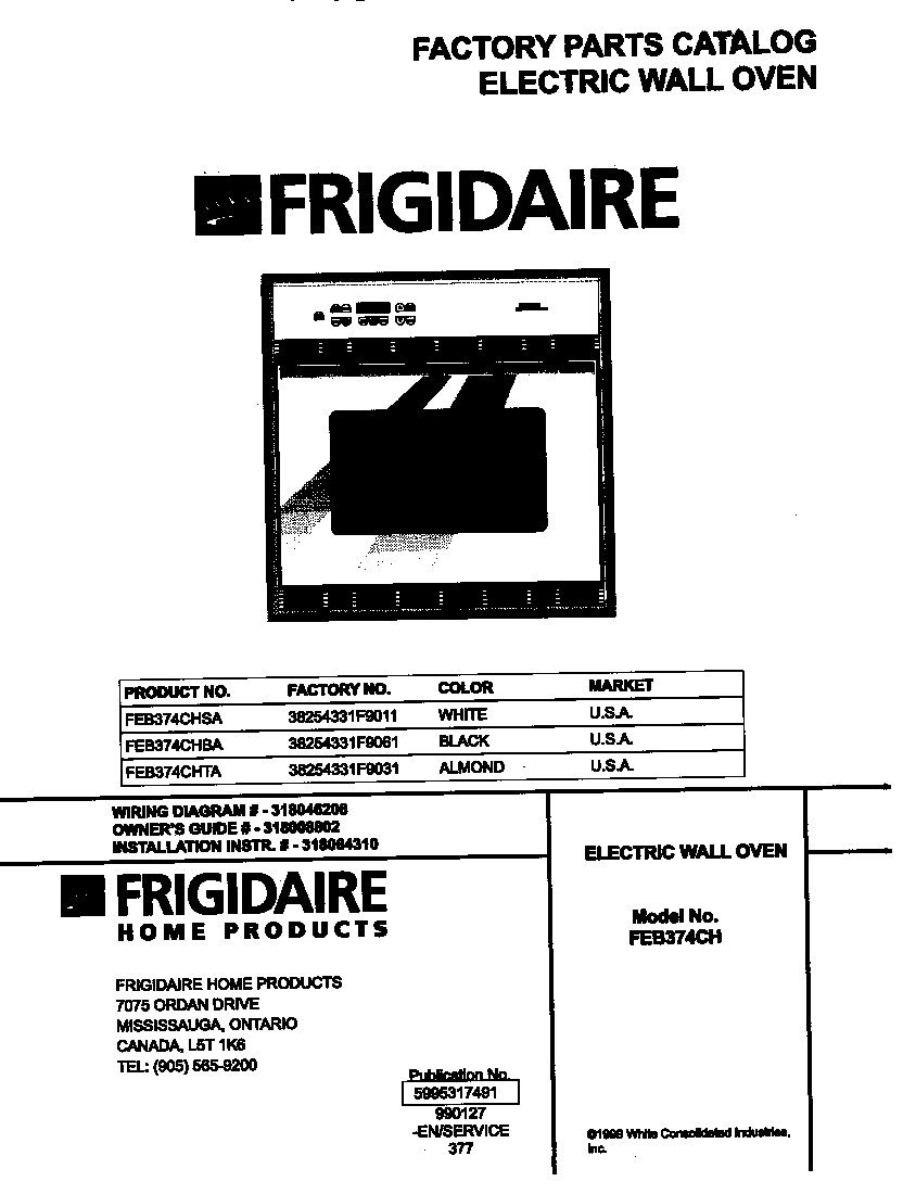 Frigidaire FEB374CHTA cover diagram