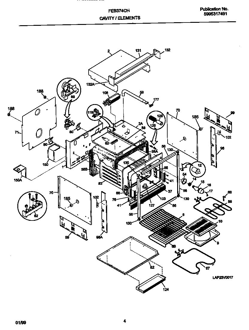 Frigidaire FEB374CHTA body diagram