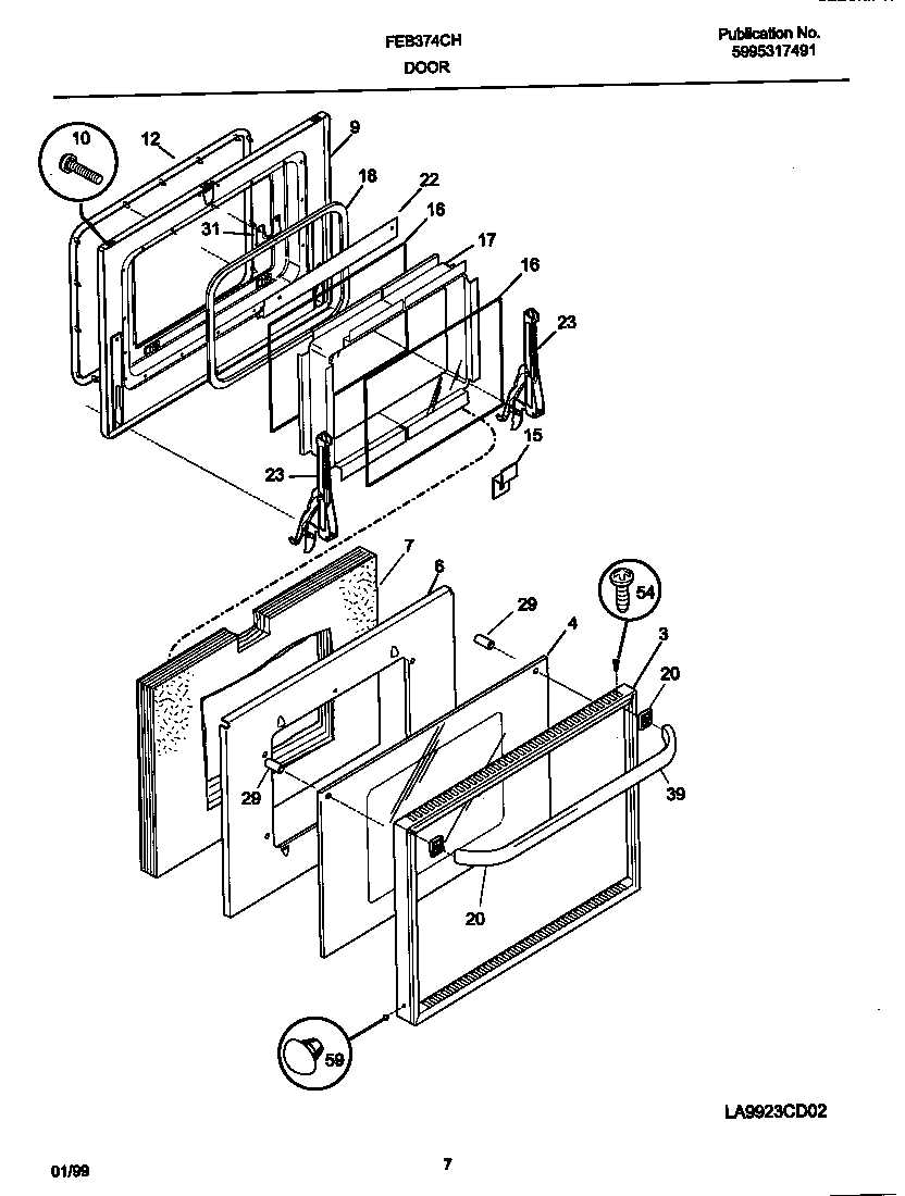 Frigidaire FEB374CHTA door diagram