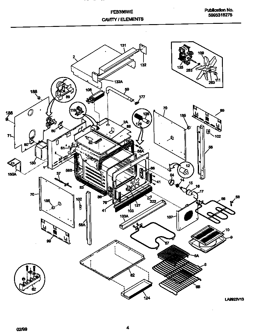 Frigidaire FEB386WECG cavity/elements diagram