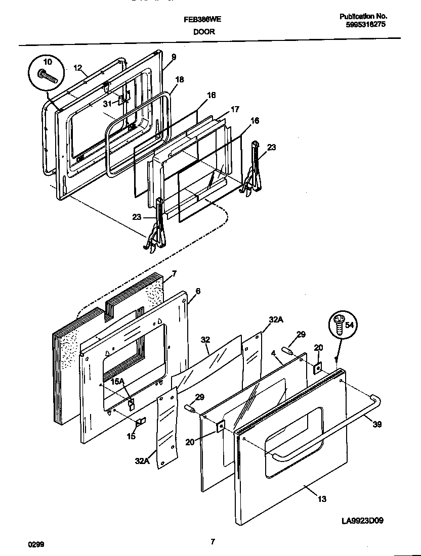 Frigidaire FEB386WECG door diagram