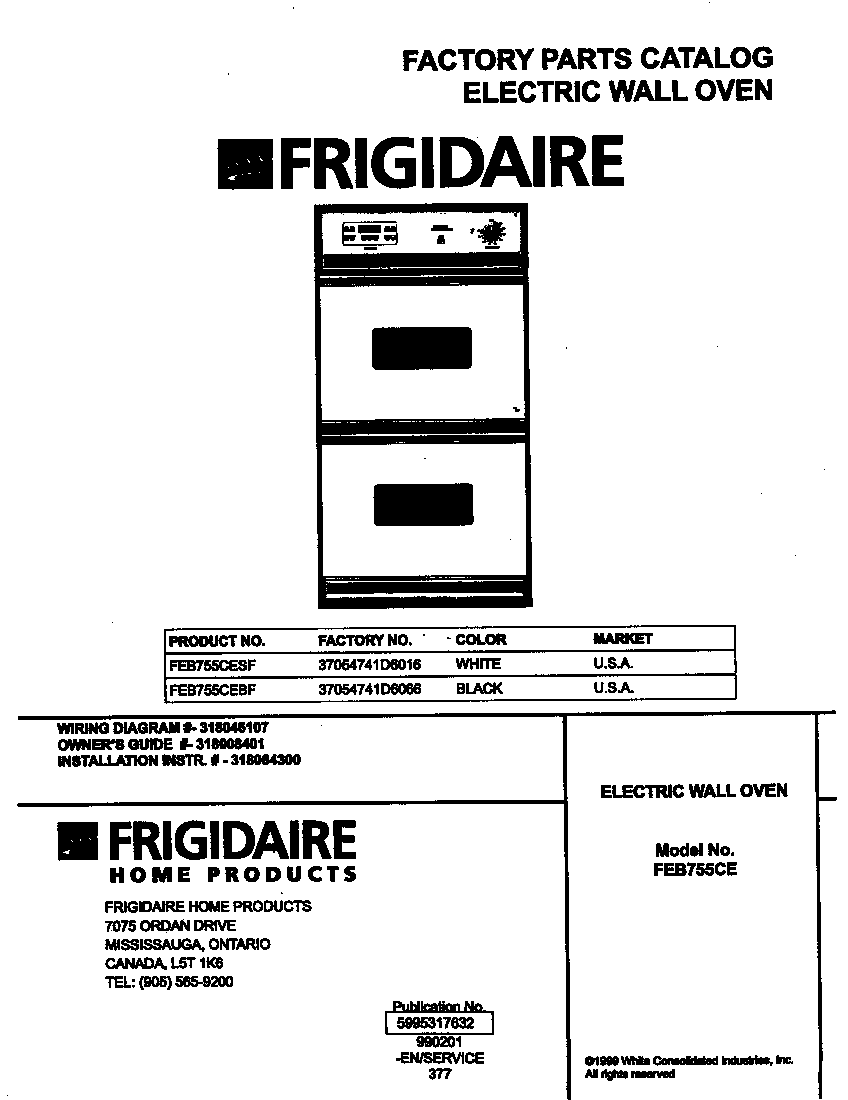 Frigidaire FEB755CEBF cover diagram