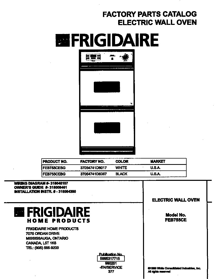 Frigidaire FEB755CEBG cover diagram