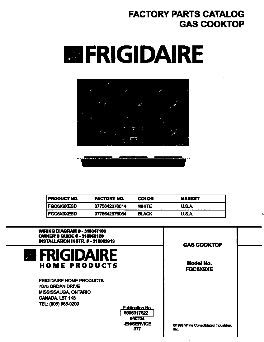 Frigidaire FGC6X9XEBD cover diagram
