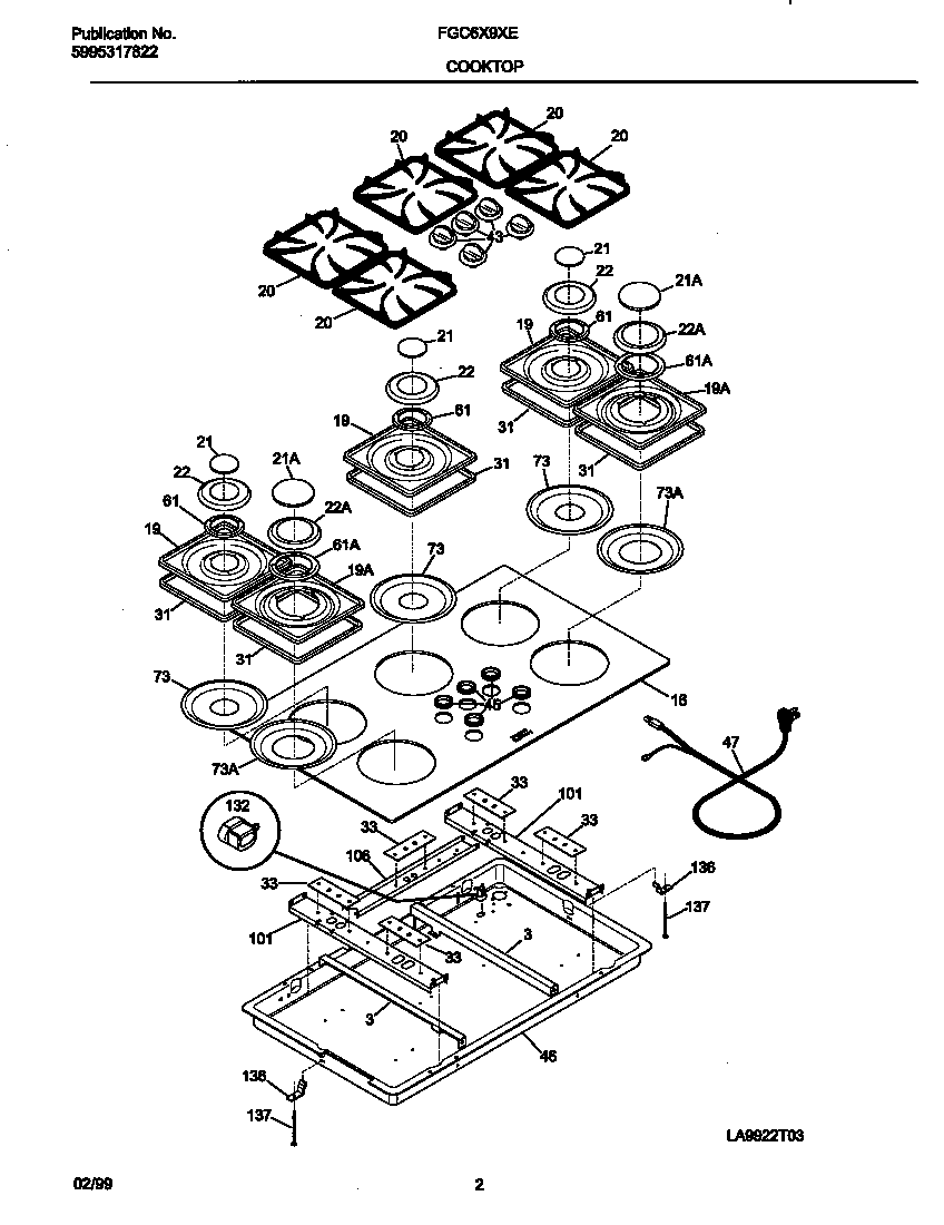 Frigidaire FGC6X9XEBD cooktop diagram