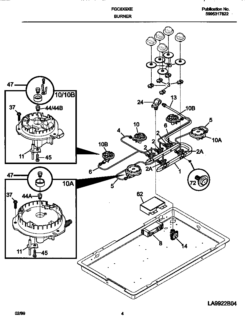 Frigidaire FGC6X9XEBD burner diagram