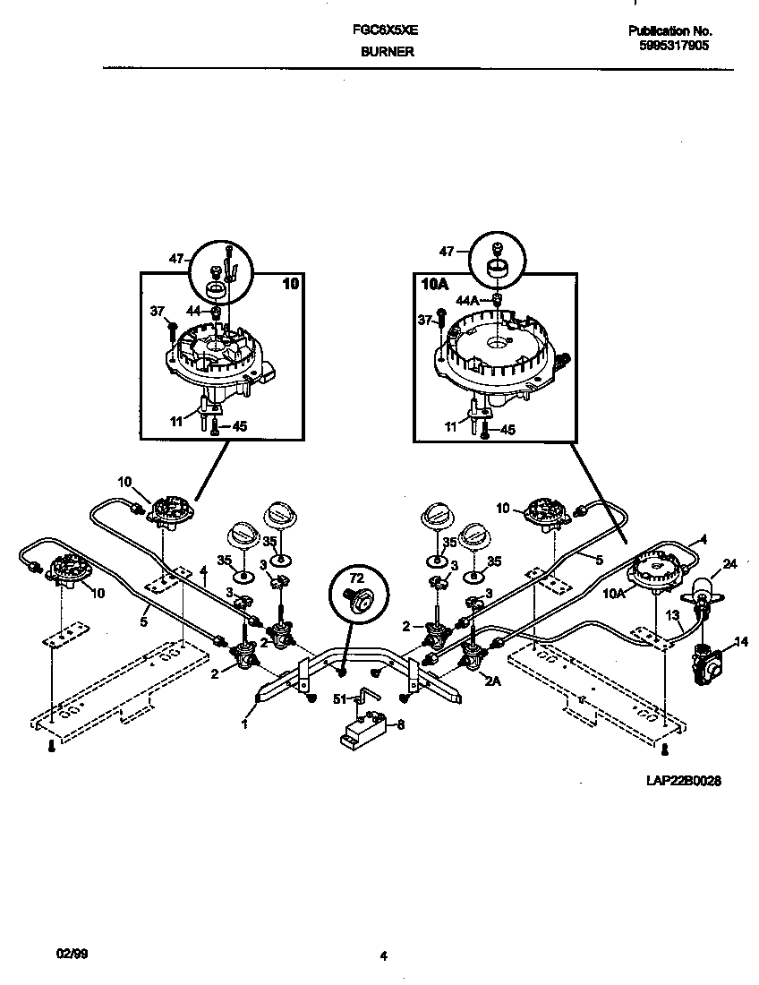 Frigidaire FGC6X5XEWD burner diagram