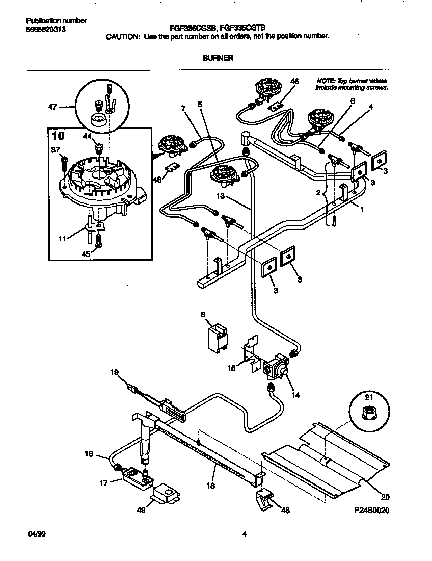 Frigidaire FGF335CGSB burner diagram