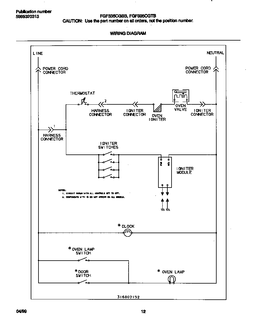 Frigidaire FGF335CGSB wiring diagram diagram