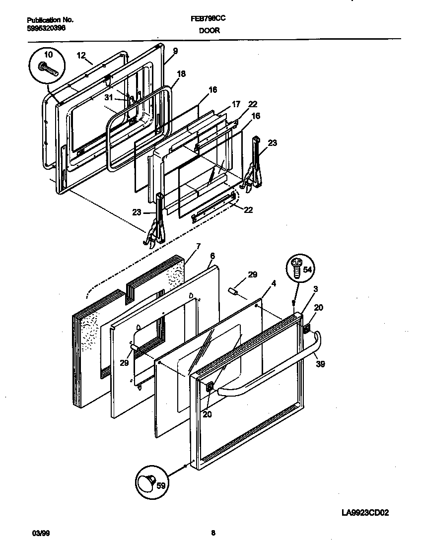 Frigidaire FEB798CCBH doors diagram