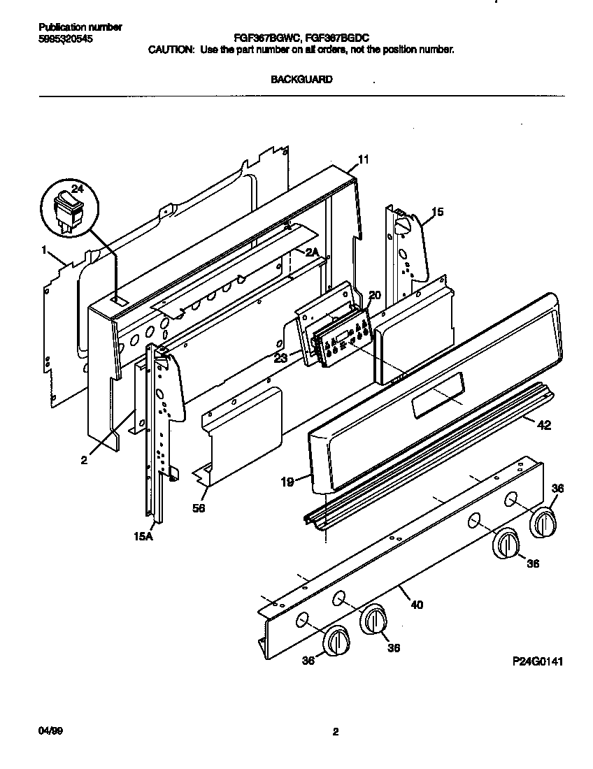 Frigidaire FGF367BGDC backguard diagram