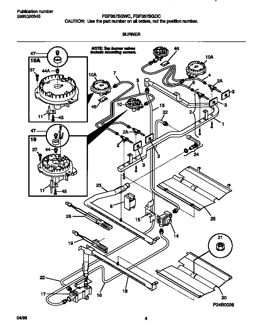Frigidaire FGF367BGDC burner diagram