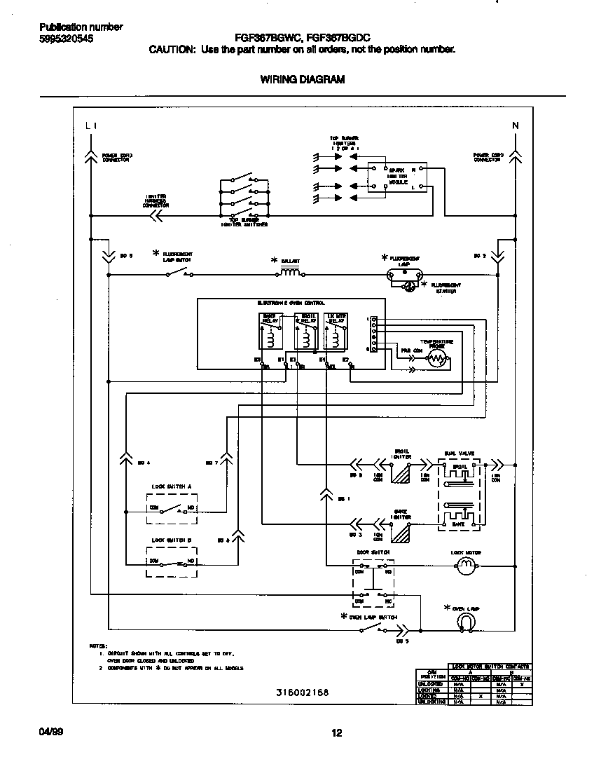 Frigidaire FGF367BGDC wiring diagram diagram