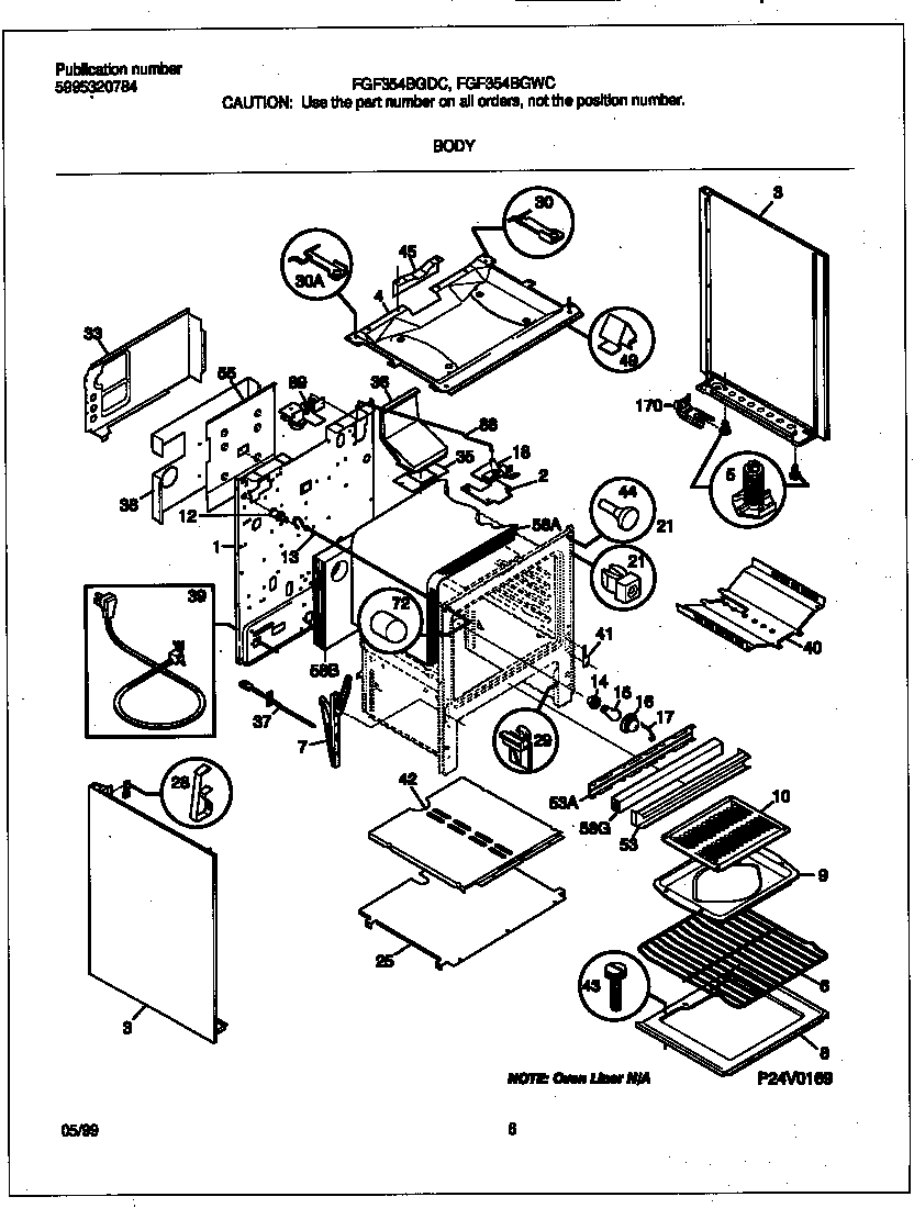 Frigidaire FGF354BGWC body diagram
