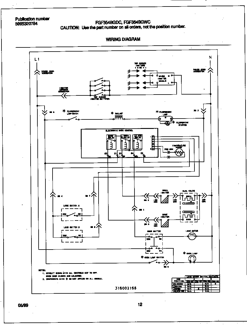 Frigidaire FGF354BGWC wiring diagram diagram