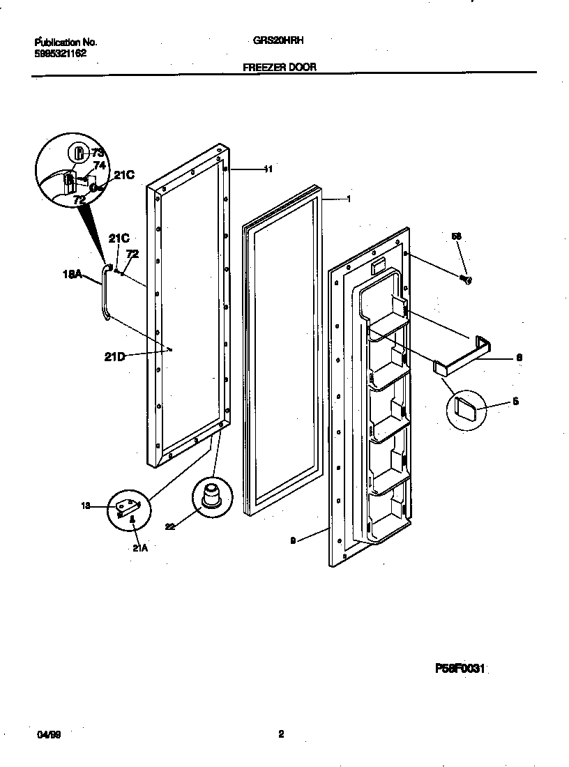 Gibson GRS20HRHD0 frzr door diagram