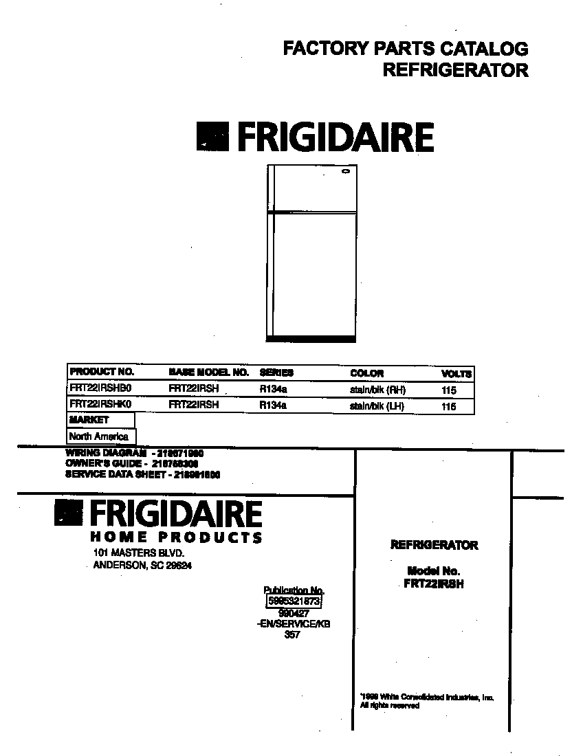 Frigidaire FRT22IRSHK0 cover diagram